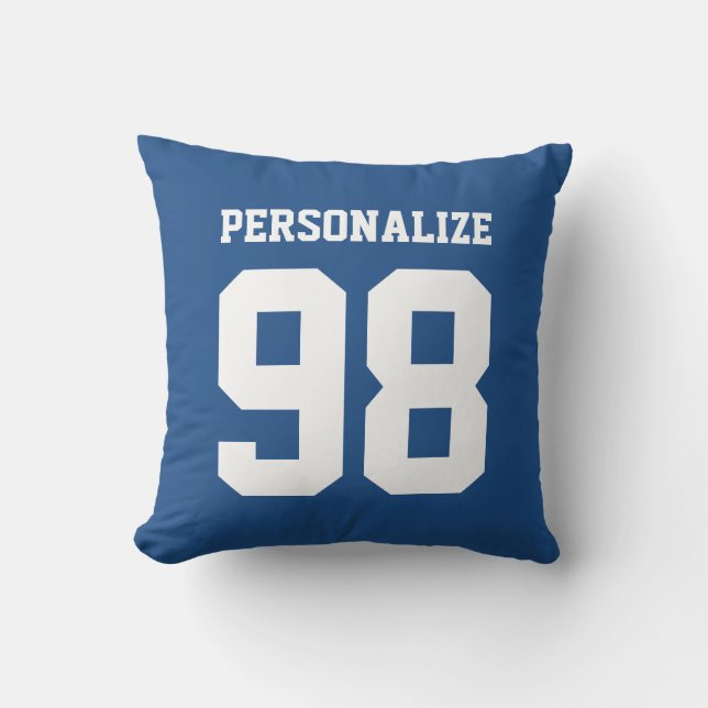 Personlig Blue sport jersey number dekorativ kudde (Framsida)