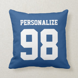Personlig Blue sport jersey number dekorativ kudde