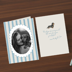 Personlig Blue Stripe Pet Photo Dachshund Tack Kort