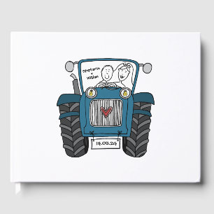 Personlig Blue Tractor Land Farm Bröllop Gästböcker