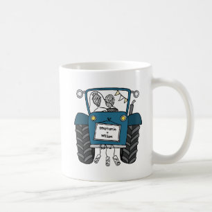 Personlig Blue Tractor Landsbyggsbröllop Gift Kaffemugg