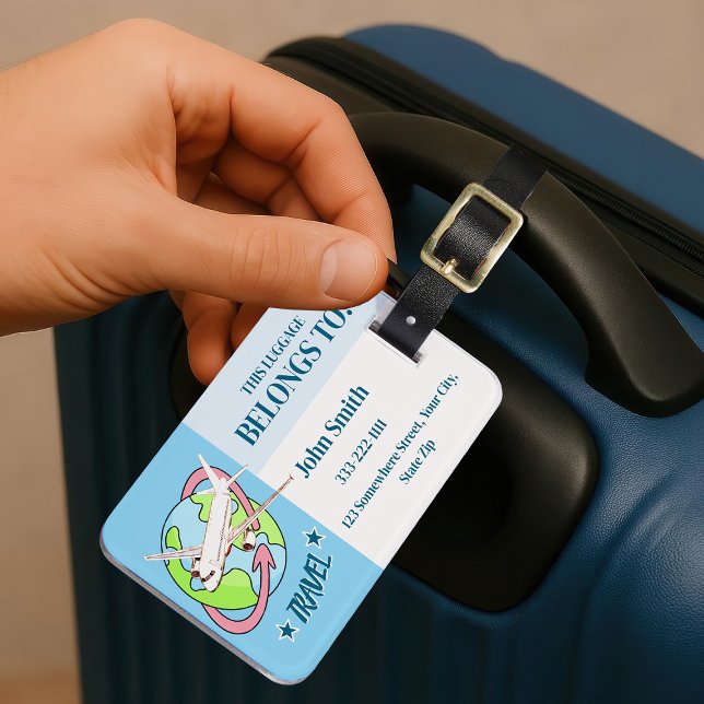 Personlig Blue Travel Airplane Luggage Taggs Bagagebricka (Skapare uppladdad)