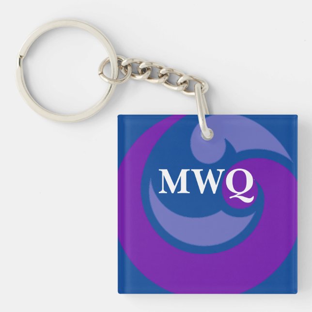 Personlig Blue Wave Monogram Acrylic Keychain (Framsidan)