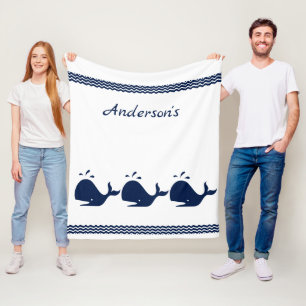 Personlig Blue Whale Kids Fleecefilt