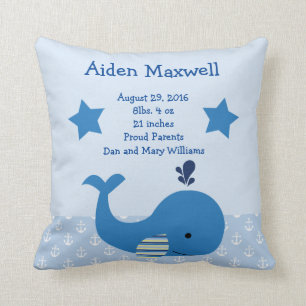 Personlig Blue Whale Nautical Pillow Kudde
