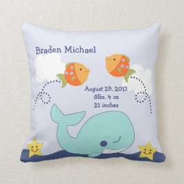 Personlig Blue Whale och Fish Pillow Keepsak Kudde
