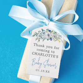 Personlig Blue White Blommigt Boy Shower Presentetikett