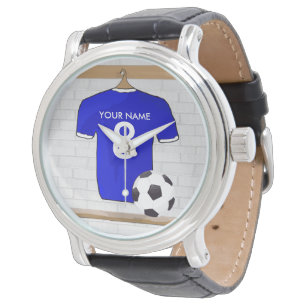 Personlig Blue White Football Ocer Jersey Armbandsur