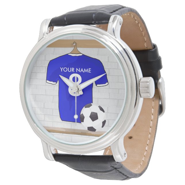 Personlig Blue White Football Ocer Jersey Armbandsur (Vinklad)