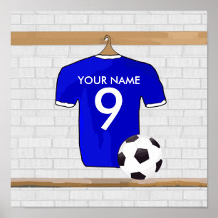 Personlig Blue White Football Ocer Jersey Poster