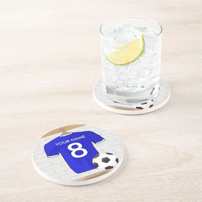 Personlig Blue White Football Ocer Jersey Underlägg (Sidan)