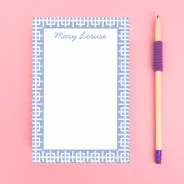 Personlig Blue & White Grekiska Nyckel Post-it Block