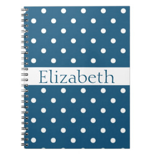 Personlig Blue & White Polka dots Mönster Anteckningsbok Med Spiral