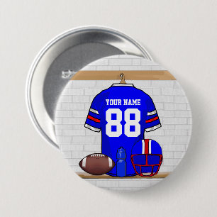 Personlig Blue White Red Football Jersey Knapp