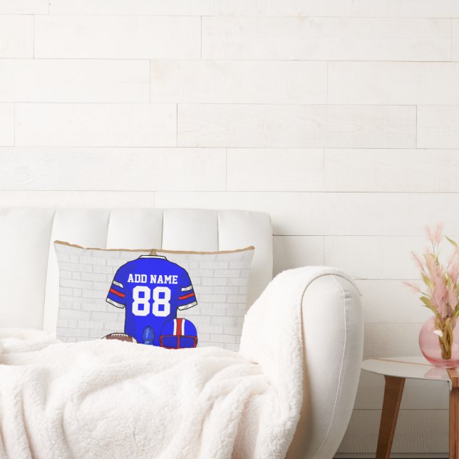 Personlig Blue White Red Football Jersey Lumbarkudde (Soffa)
