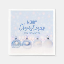 Personlig Blue White Snöflingor God jul Pappersservett