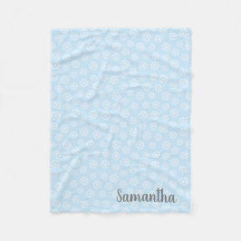 Personlig Blue White Snowflake Fleecefilt