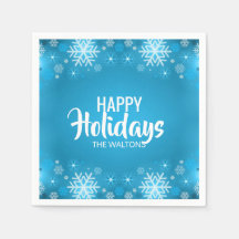 Personlig Blue White Snowflake Glad helg