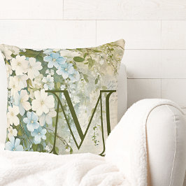 Personlig Blue White Watercolor Flowers Kudde