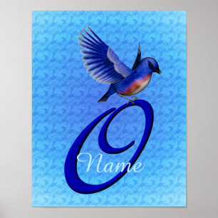 Personlig Bluebird Monogram Bokstav O Poster