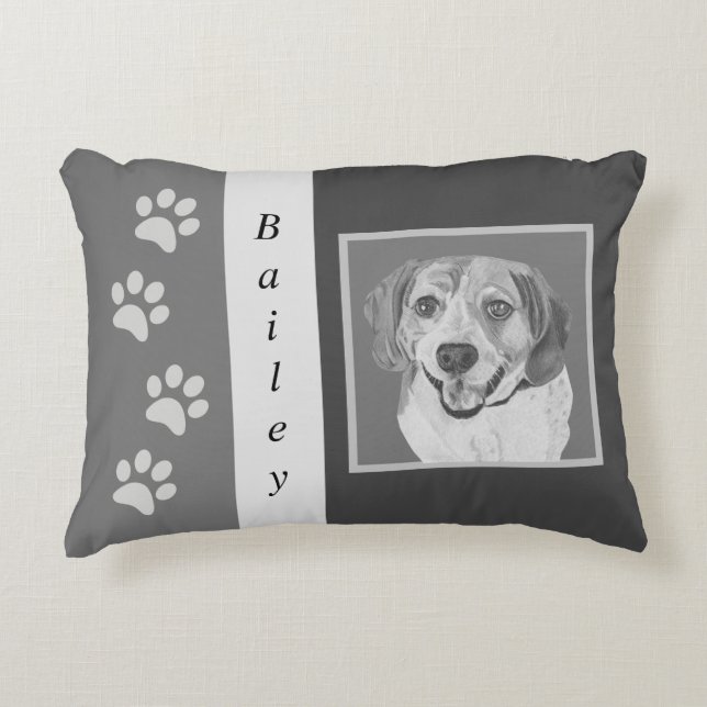 Personlig blyertspenna Beagle accentkudde Prydnadskudde (Framsidan)