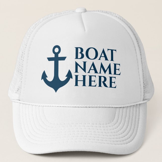 Personlig Boat Namn Hat for Boat Owners Keps (Framsida)