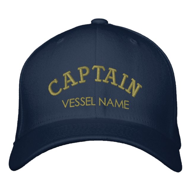 Personlig Boat Namn kapten Hat Broderad Keps (Framsida)