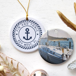 Personlig Boat Namn & Photo | Nautisk Julgransprydnad Keramik