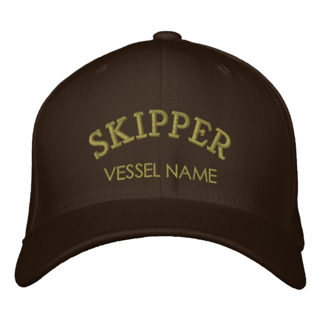 Personlig Boat Namn Skipper Hat Broderad Keps (Framsida)