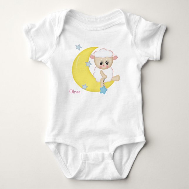 Personlig Bodykosten Baby Lamb Crescent Måne T Shirt (Framsida)