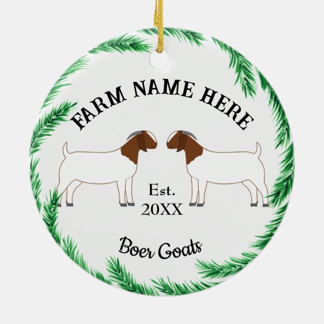 Personlig Boer Goat Farm Gräs WAN Julgransprydnad Keramik (Baksidan)