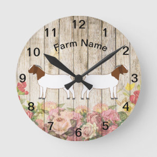 Personlig Boer Goat Farm Round Clock Rund Klocka
