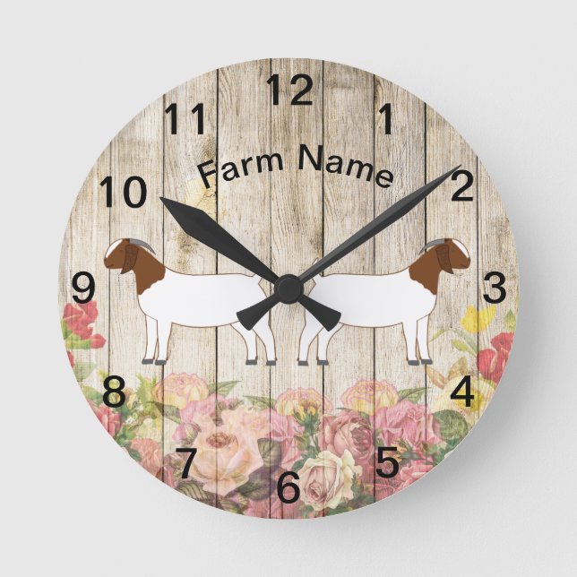 Personlig Boer Goat Farm Round Clock Rund Klocka (Framsida)