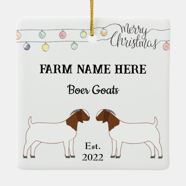 Personlig Boer Goat Farm White-jul Julgransprydnad Keramik (Baksida)