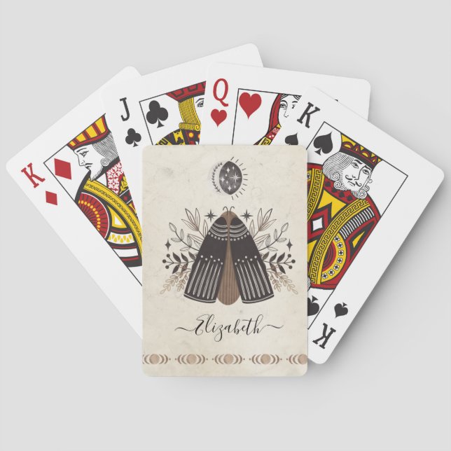 Personlig Bohemian Mystical Moth Butterfly Casinokort (Baksidan)