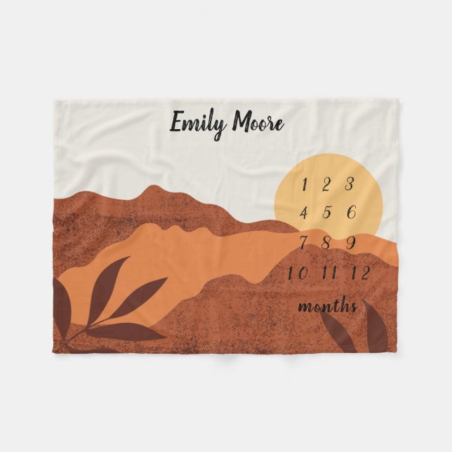 Personlig boho Baby Milestone Blanket Fleecefilt (Framsidan (Horisontell))