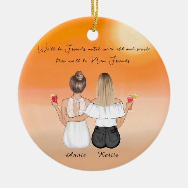 Personlig Boho Best Friend Gift Julgransprydnad Keramik (Framsidan)