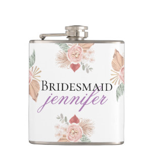 Personlig Boho Blommig Hjärtvit Fickplunta