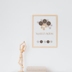 Personlig Boho Blommigt Girl Girl's Monogram Poster