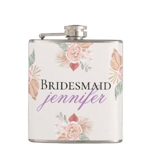 Personlig Boho Blommigt Heart Rosa Beige Fickplunta