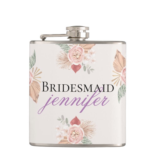 Personlig Boho Blommigt Heart Rosa Beige Fickplunta (Framsidan)