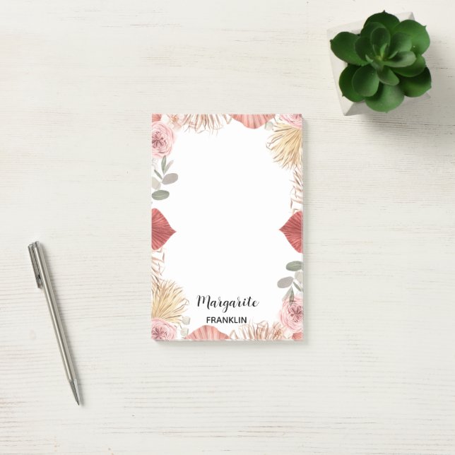 Personlig Boho Blommigts Home Office Inte Post-it Block (Kontor)