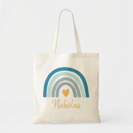 Personlig Boho Blue Rainbow Tote Bag Tygkasse