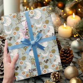 Personlig Boho Celestial Mån & Stjärnmönster Presentpapper