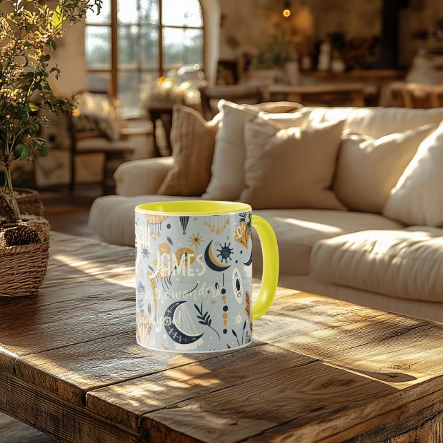 Personlig Boho Chic Celestial Mugg - Namn Foto (Skapare uppladdad)