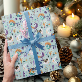 Personlig Boho Chic Gift Wrap med ljusblå färg Presentpapper