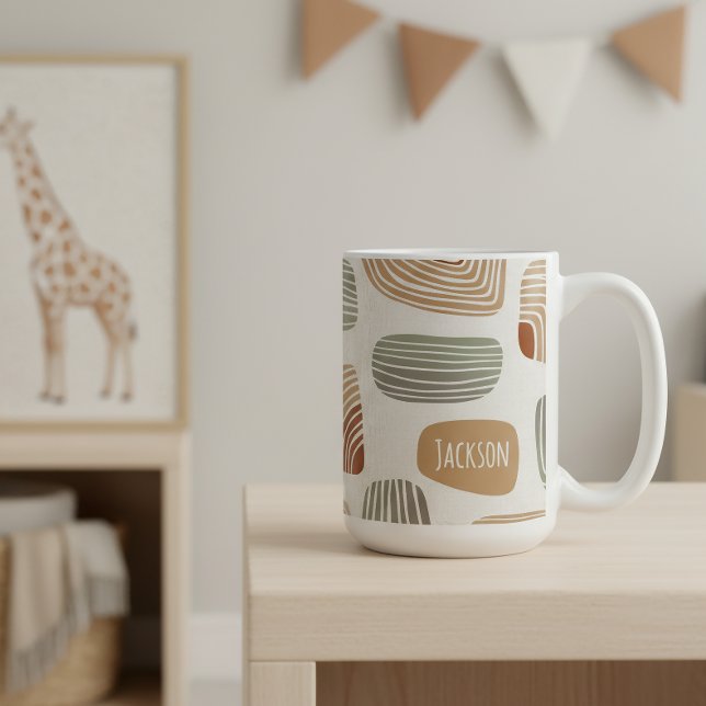Personlig Boho Earth Tones Abstrakt ID1273 Kaffemugg (Skapare uppladdad)