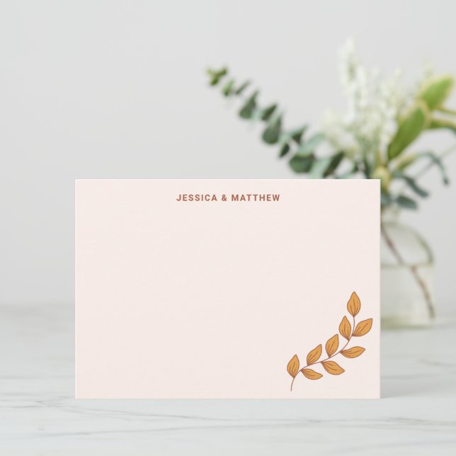 Personlig Boho Earthy Vine Personligt bröllp Namn Tack Kort (Stående Fram)