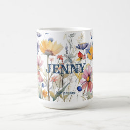 Personlig Boho Fall Wildblomma Bridesmaid Gift Kaffemugg