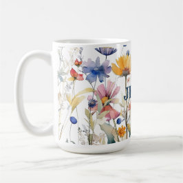 Personlig Boho Fall Wildblomma Bridesmaid Gift Kaffemugg